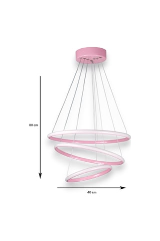Rings 3'lü Pembe Renk Modern Tasarım - Yatak Odası - Salon-çocuk Odası-mutfak Beyaz Led Sarkıt Avize Pembe
