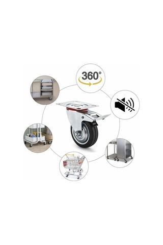 Flybuy 75mm Mobilya Taşıma Tekerleri, 4 Adet, 2x Döner+frenli, 360 Dönme, 200kg Kapasite -