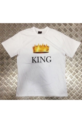 Stoned&Fame Kıng Baskılı T-shirt Beyaz