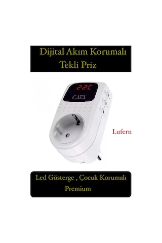 Premium Dijital Akım Korumalı Tekli Priz Tv Bilgisayar Led Göstergeli Ekran Çocuk 4000 Watt Güvenli Standart