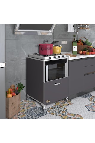 Kenzlife ocak dolabı ayşe gri 85*60*57 mutfak modül mini fırın mikrodalga banyo ofis modül