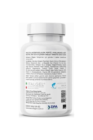 Biomet Wecollagen 45 Tablet Tip-2 Type-2 Kolajen Balık Kolajeni