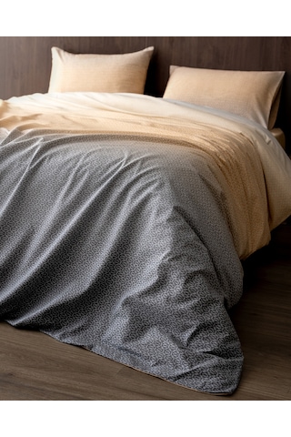 Mathis King Size Pamuklu Baskılı Nevresim Takımı - Bej/antrasit 8684427230053 Çok Renkli