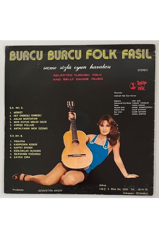 Burcu Burcu Folk Fasıl Seçme Sözlü Oyun Havaları Lp Plak Dönem Baskı Plak