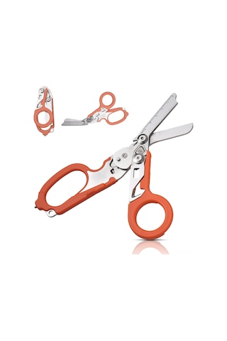 Hfambition Oranj Çok İşlevli Çakı-makas Seti, Dış Mekan Kampı İçin Gerekli Araçlar, Gergin Cam Kırıcı, Ölçü Çizgili Ve Taşınabilir Tasarım