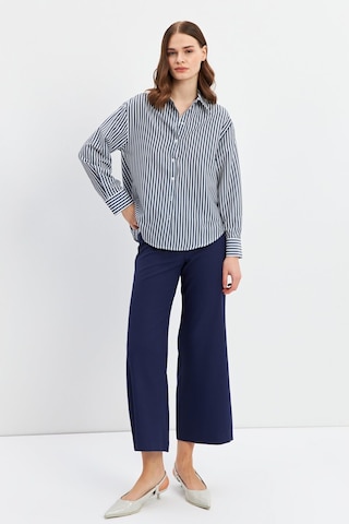 Stella Pulvis Lacivert Oversize Çizgili Gömlek Lacivert