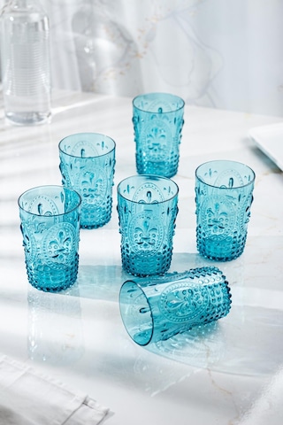 Akrilik Aquamarin 6'lı Kısa Bardak & Su Meşrubat Kahve Yanı Bardağı 400 Ml Cam Değildir Sarı