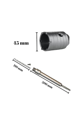 Tomax Sds Plus Elmaslı Beton Delme Ucu 45 Mm Panç + 200 Mm Adaptör