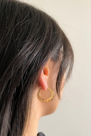 Demokan Kadın Küpe Vintage Taşlanmış Yuvarlak Küpe 001