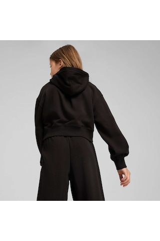 Puma Wardrobe Ess Genç Kısa Kesim Kapüşonlu Sweatshırt 629894 01 Siyah