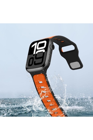Apple Uyumlu Watch 42mm 44mm 45mm S10 46mm Ultra 49mm Çift Renkli Spor Silikon Kordon Nefes Alabilir
