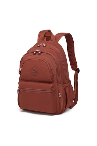 Büyük Boy Laptop Bölmeli Su Geçirmez Krınkıl Kumaş Çanta Kiremit Çok Renkli