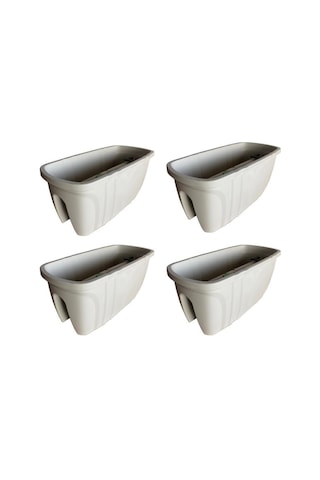 Sy-5710 Opal Balkon Küpeşte Saksı 15 Litre Kirli Beyaz 4 Adet