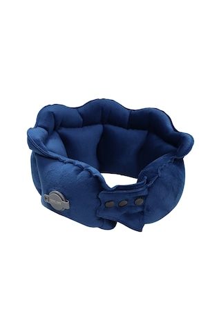 Pıctet.fıno Rh66 Kristal Kadife Şişme Boyun Yastığı Seyahat Dostu Taşınabilir Boyun Yastığı Koyu Mavi