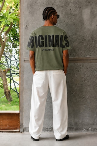 Tarz Cool Originals Baskılı Oversize Erkek Tişört Süprem %100 Cotton Haki