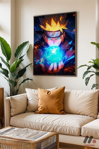 Naruto Rasengan Anime Poster, Siyah Çerçeveli Duvar Tablosu - Anime Severlere Özel Hediye