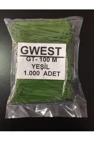 Gwest 2,5X100Mm. (10Cm.) Yeşil Renk Plastik Kablo Bağı 1000 Adet (383635578)