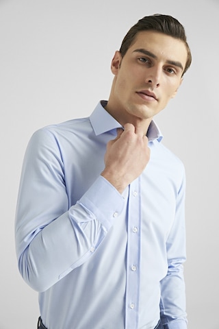 D'S Damat Ds Damat Slim Fit Mavi Düz Nano Care Gömlek 5HF02ORTSG01 Mavi