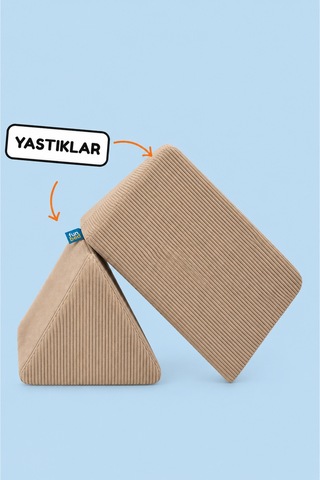 Funbed Sofa Çocuk Oyun Koltuğu, Modüler Katlanır Yatak Ve Oyun Minderi Seti, Süngerli Güvenli Çocuk Kanepe Bej - 889056427 Bej