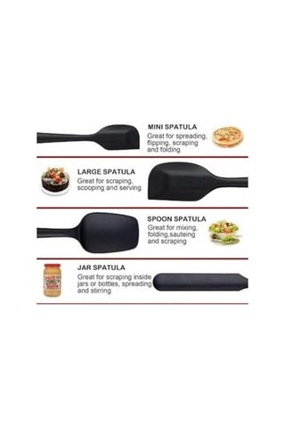 Isıya Dayanıklı Silikon Spatula Seti, 6 Parça, Siyah 0