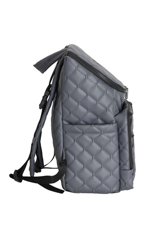 Kapitone Desenli Anne/bebek Bakım Çantası Gri Nakışlı - Zeybe Gri