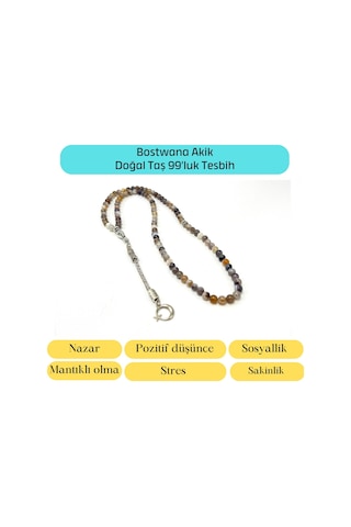 Yıldız Doğal Taş Bostwana Akik 6mm 99luk Doğal Taş Tesbih