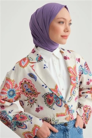 Armine Beli Tokalı Desenli Ceket 24y5407 Pembe Çok Renkli