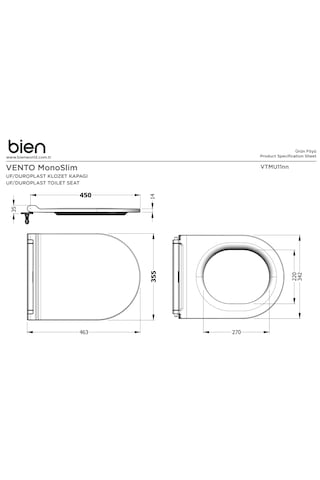 Vento Monoslim Yavaş Kapanan Uf/duroplast Klozet Kapağı Beyaz
