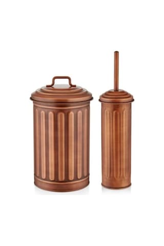 The Mia Çöp Kovası & Tuvalet Fırçası Seti Bakır Glv0646