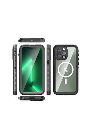 Ardemix Apple iPhone 14 Pro Max Uyumlu 1-1 Su Geçirmez Kılıf-siyah Siyah