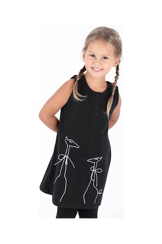 Ahenk Kids Kız Zürafa Baskılı Elbise Ak520567 Siyah