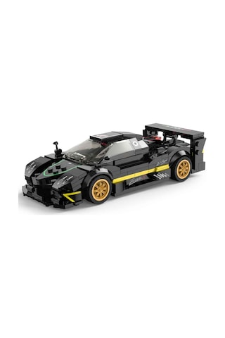 Pagani Zonda R Siyah Yapı Blokları Oyuncak Araba 387 Parça 1/28 Metalik Siyah Maket Seti