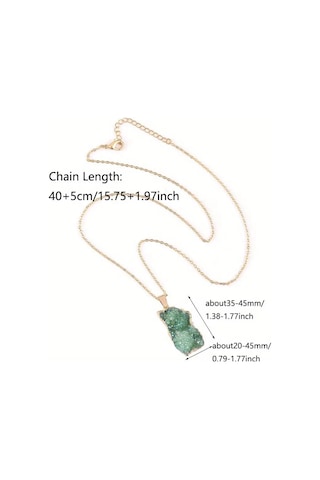 Bohem Tarzı Doğal Akik Geode Kolye, Altın Kenarlı Renkli Küme Doğal Taş Kolye Çok Renkli