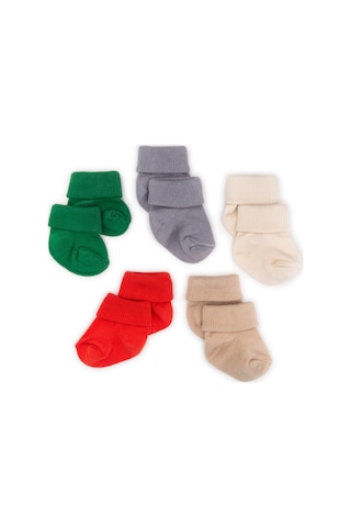 Novibaby 5'li Bambu Yenidoğan Bebek Çorabı I Winter I 0-6 ay Çok Renkli