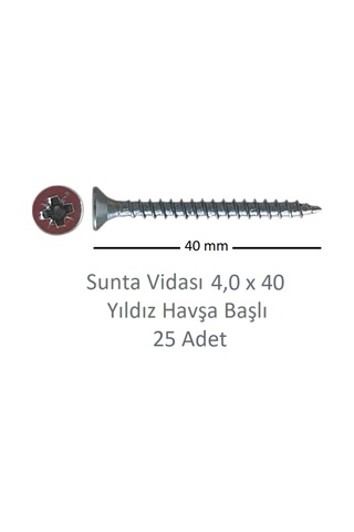 Sunta Vidası, 4,0 X 40 Mm, 25 Adet, Yhb Vida 4 x 40