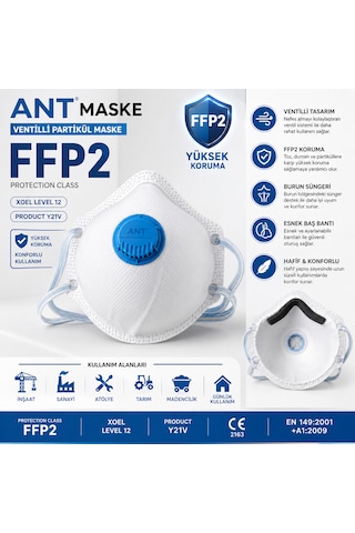 Azm El Aletleri Genel Iş Koruyucu Güvenlik Gözlüğü + Ant Maske Ventilli Partikül Maskesi Koruyucu Set Şeffaf Lens Iş Güvenliği Seti