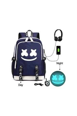 Xindoker Marshmello Dj Çantası - Hafif Ve Dayanıklı Sırt Çantası, 928 Siyah Gülücük Desenli Çok Renkli