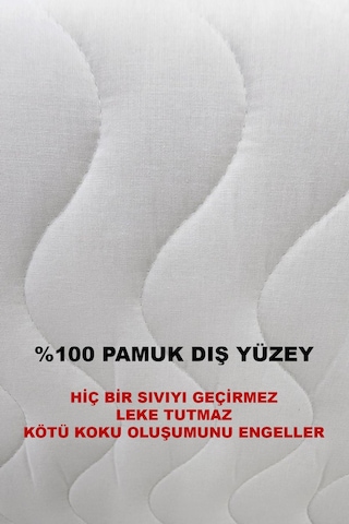 %100 Pamuk Sıvı Geçirmez Yatak Koruyucu Cotton Box Lastikli Alez Beyaz