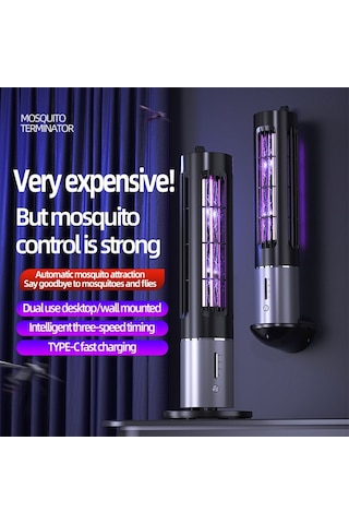 Sones D9 Taşınabilir Uv Sivrisinek Önleyici Lamba Şarj Edilebilir Sessiz Sinek Tuzağı 3 Hızlı Zamanlama Siyah