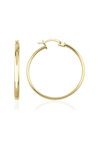 Fiyonk Kuyumculuk 14 Ayar Altın İnce Bombeli Halka Küpe 001