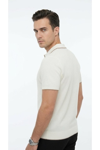 Plus Scorpion Erkek Pike Dokulu Triko Polo Yaka Tişört Slim Fit Şerit Detaylı Yazlık Model Bej