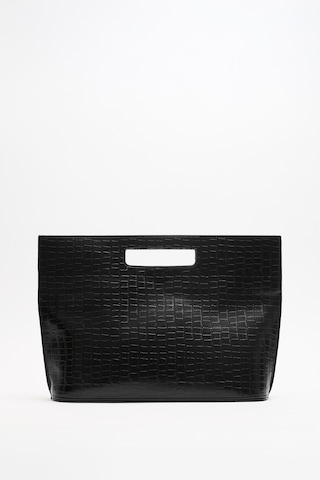 Lutvelizade Çanta 2628 Minimal Croc Desenli Siyah Croc Kadın Çanta
