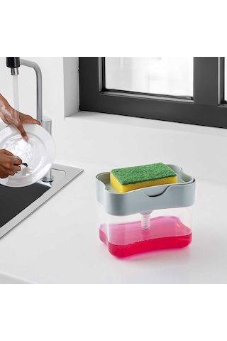 Porsima ORG-98 Deterjan Hazneli Pompalı Süngermatik Sıvı Sabunluk Gri