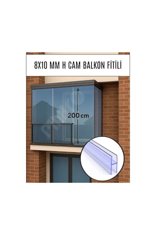 8 X 10 Mm Büyük H Cam Balkon Şeffaf Fitil 4 Adet 200 Cm 2 M