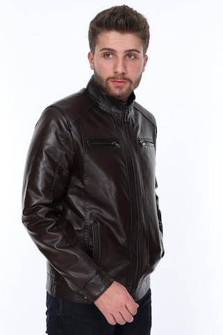 Hakiki Kuzu Derisi Fermuarlı Slim Fit Erkek Deri Ceket Kahverengi Kahverengi