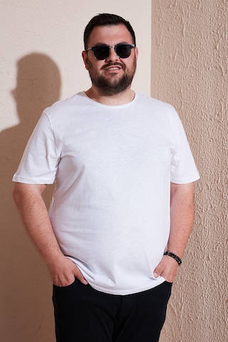 Buratti Pamuklu Regular Fit Büyük Beden Erkek T Shirt 59020001B Beyaz