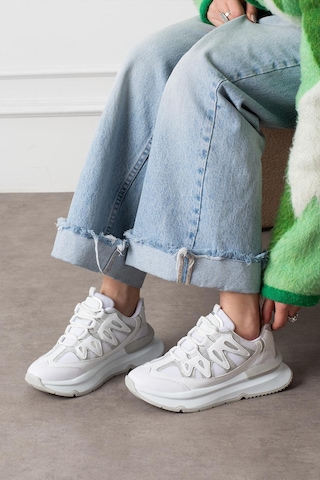 Shoetek Lawse Kadın Sneakers Bağcıklı Spor Ayakkabı Beyaz Beyaz