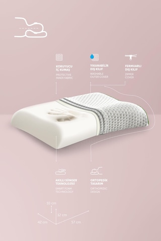 Pafu Visco Çift Boyun Destekli Ortopedik Yastık Beyaz