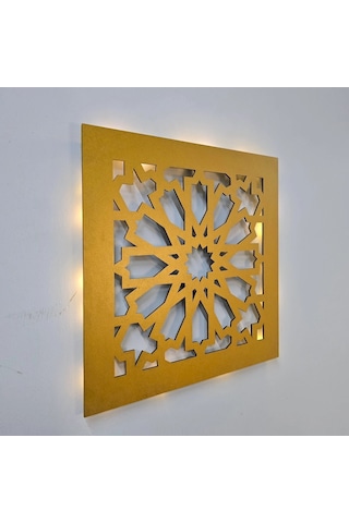 Led Işıklı Motif Tablo 1 - 30x30cm Gold
