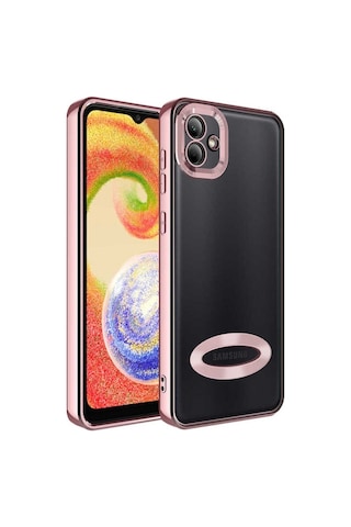 Galaxy A03 Kılıf Kamera Korumalı Logo Gösteren Zore Omega Kapak Rose Gold